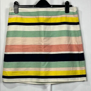 Loft Womens Mini Skirt 10 Multi Color Stripe Lined Back Zip Pink Blue Yellow EUC